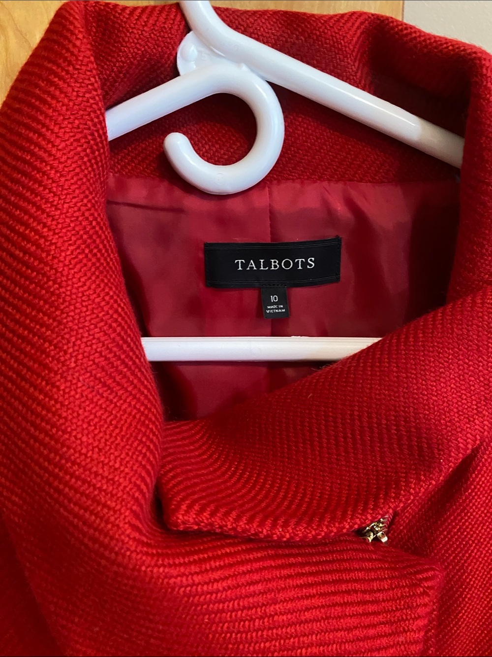 Talbots Red Cropped Blazer Jacket with Sculpted Collar - Picture 2 of 7